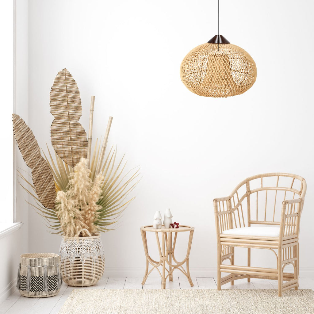 Dekoracyjna rattanowa lampa wisząca - 40 cm (naturalny kolor)
