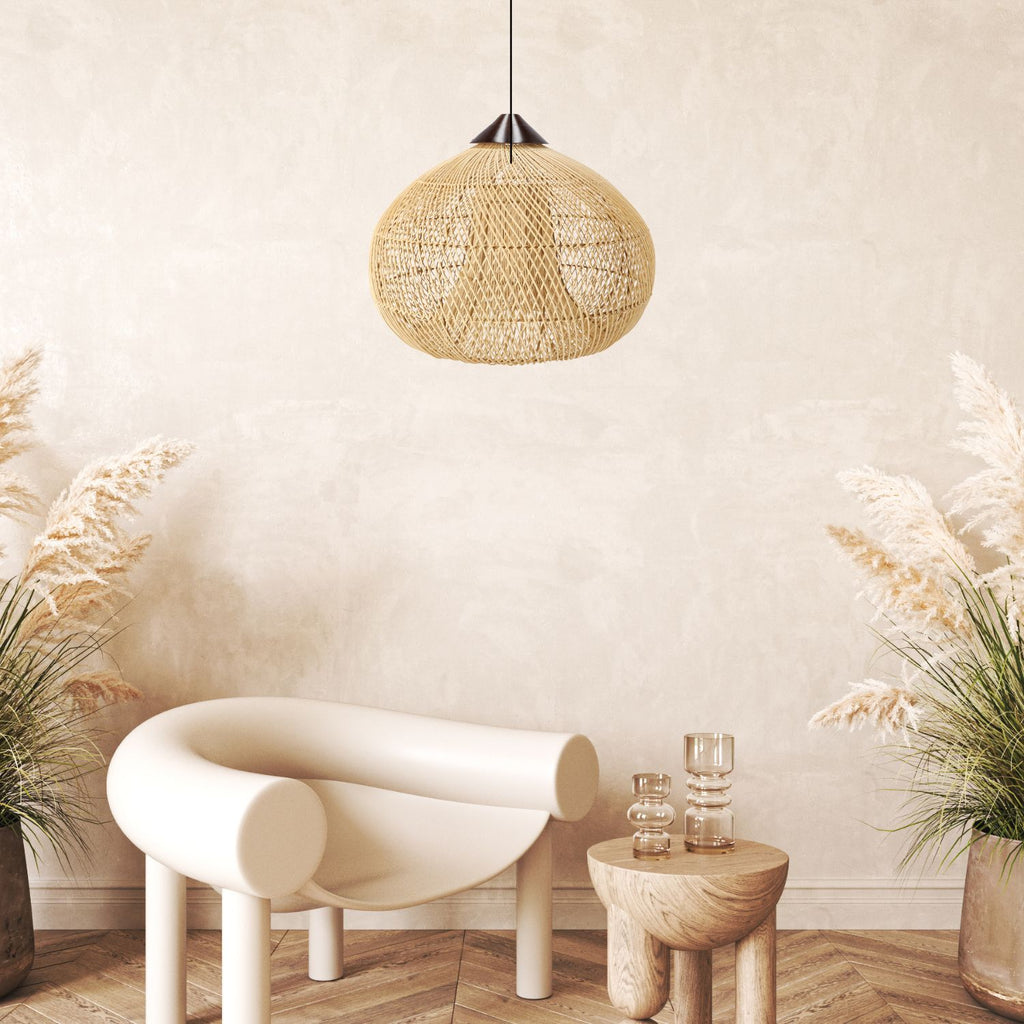 Dekoracyjna rattanowa lampa wisząca - 50 cm (naturalny kolor)