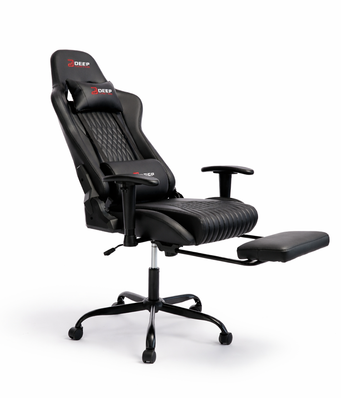 Ergonomiczny Obrotowy Fotel Gamingowy Czarny Z Podnóżkiem Fotel Biurowy