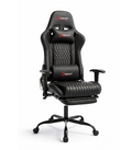 Ergonomiczny Obrotowy Fotel Gamingowy Czarny Z Podnóżkiem Fotel Biurowy
