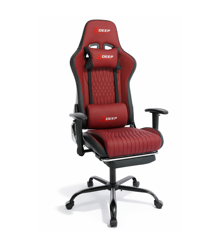 Ergonomiczny Obrotowy Fotel Gamingowy Czerwony Z Podnóżkiem Fotel Biurowy