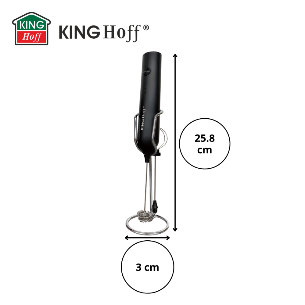 Spieniacz do mleka KINGHoff KH-2001 USB-C — 3 prędkości + stojak