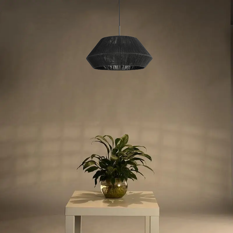 Lampa naturalna rattanowa wisząca - 50 cm (czarna)