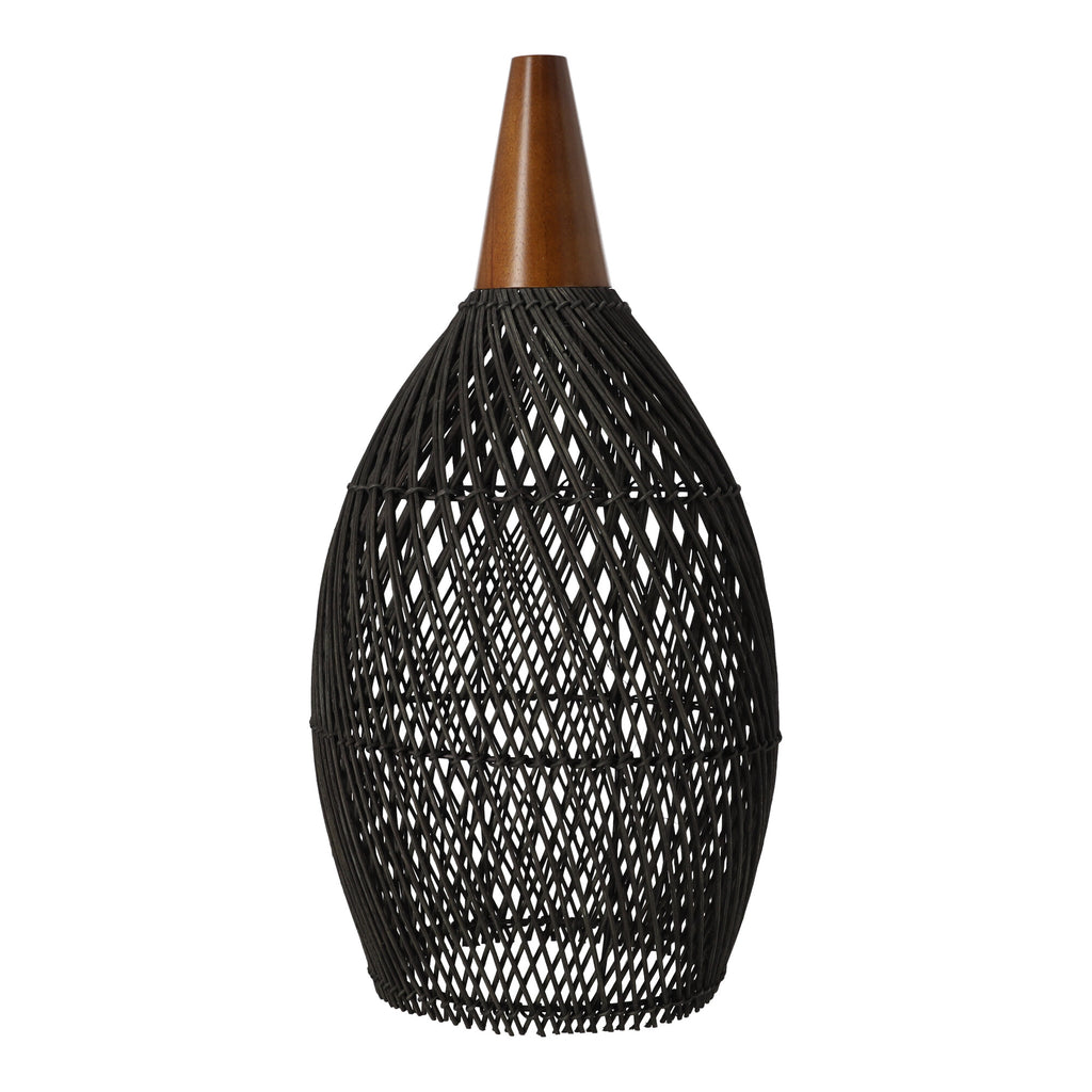 Rustykalna rattanowa lampa wisząca - 25cm (czarny kolor)