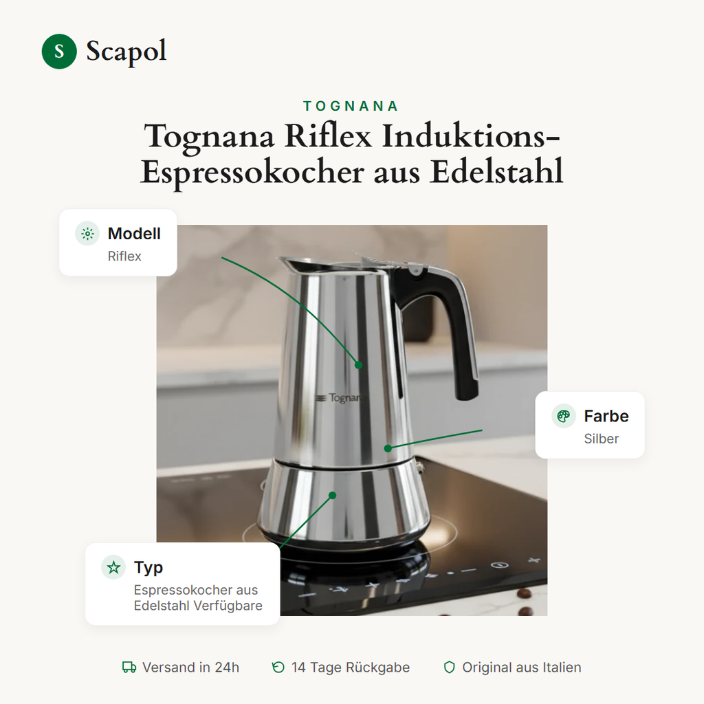 Kawiarka Stalowa na indukcję Riflex Tognana
