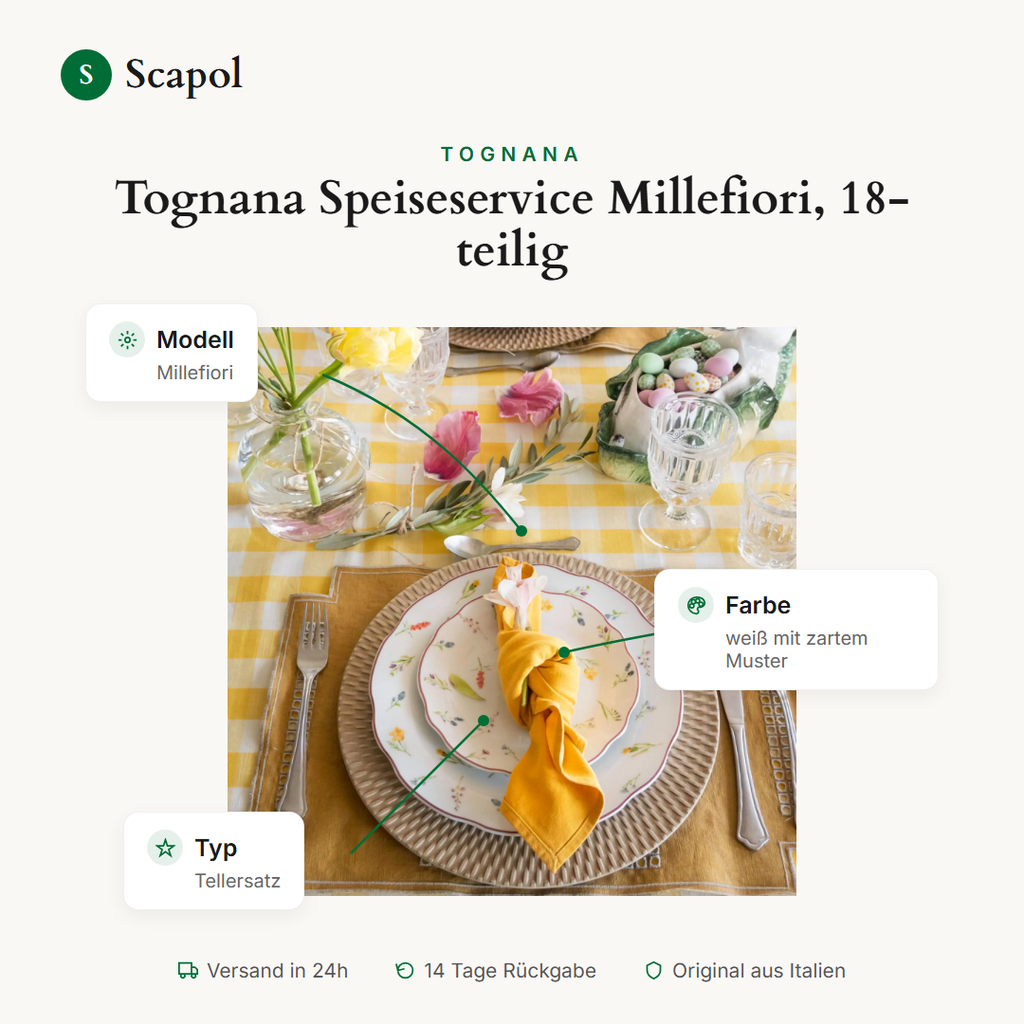 Serwis obiadowy Millefiori Tognana 18 elementów