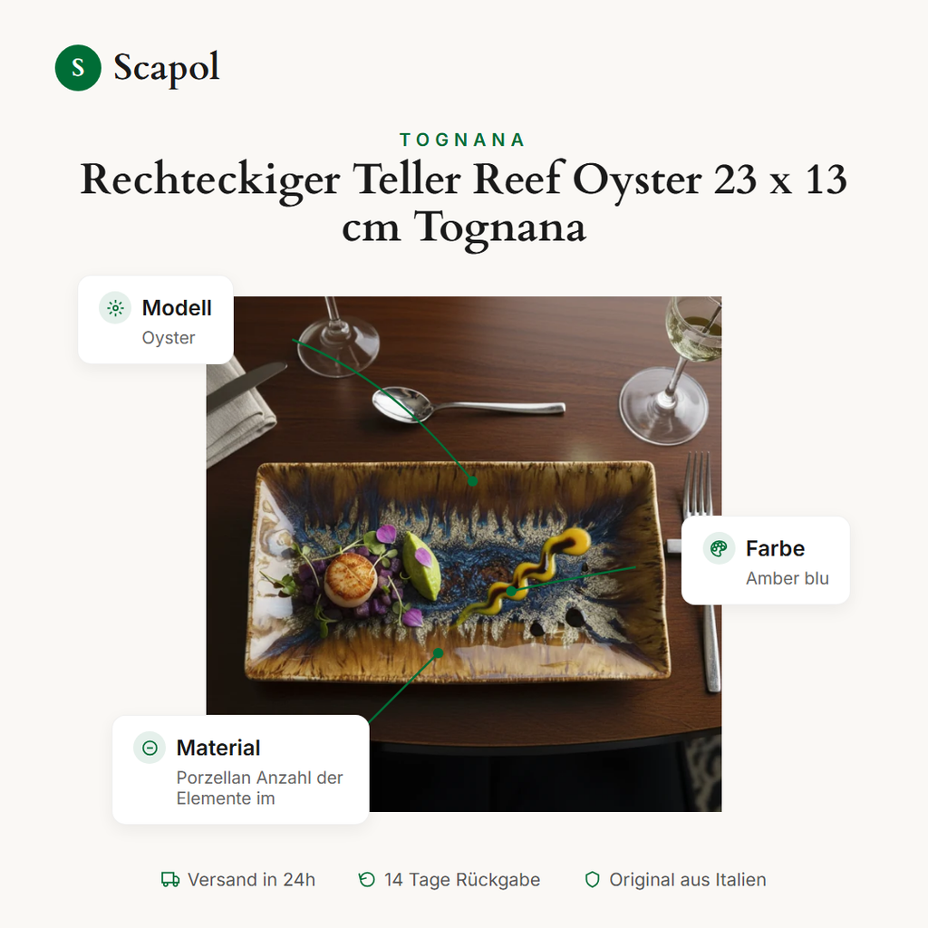 Talerz prostokątny Reef Oyster 23 x 13 cm Tognana