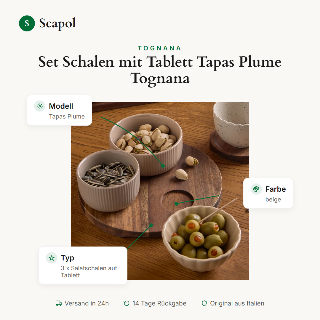Zestaw Misek z Tacą Tapas Plume Tognana