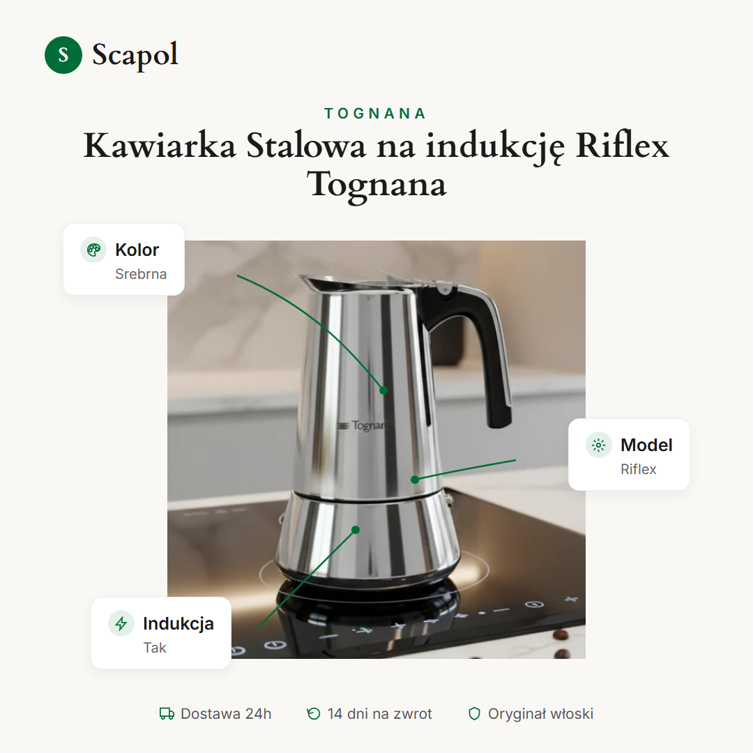 Kawiarka Stalowa na indukcję Riflex Tognana