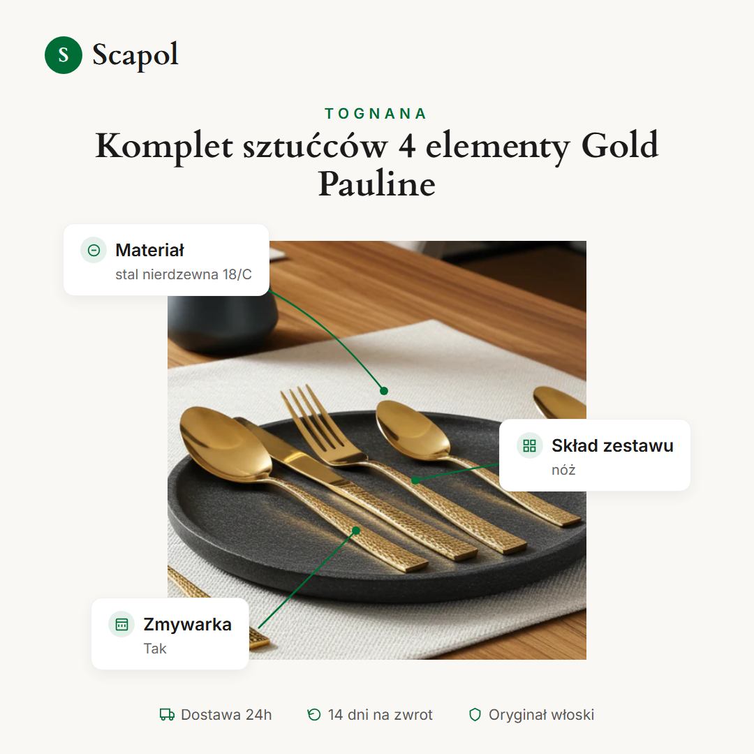 Komplet sztućców 4 elementy Gold Pauline