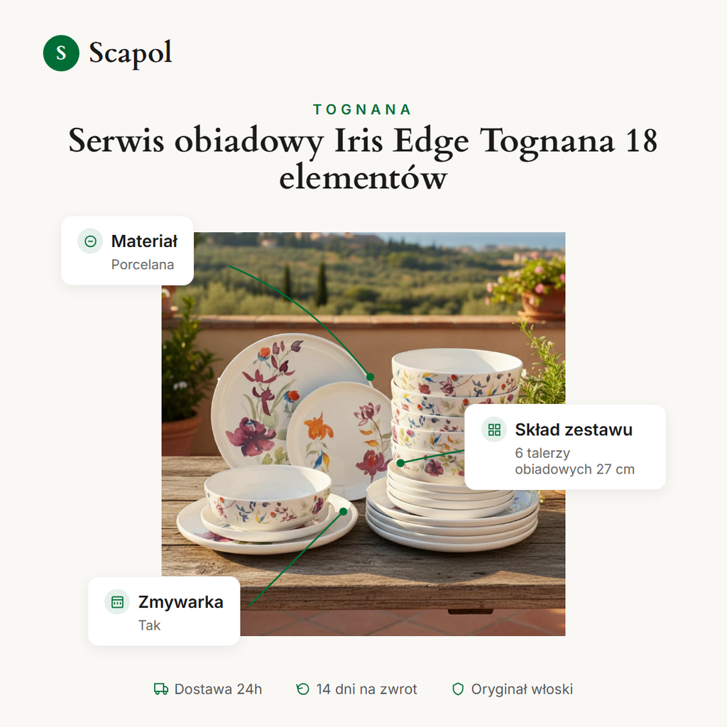 Serwis obiadowy Iris Edge Tognana 18 elementów