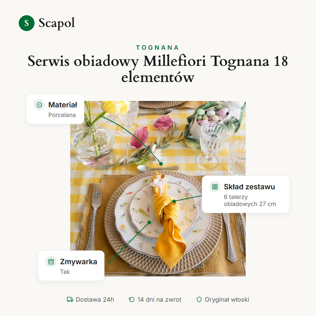 Serwis obiadowy Millefiori Tognana 18 elementów