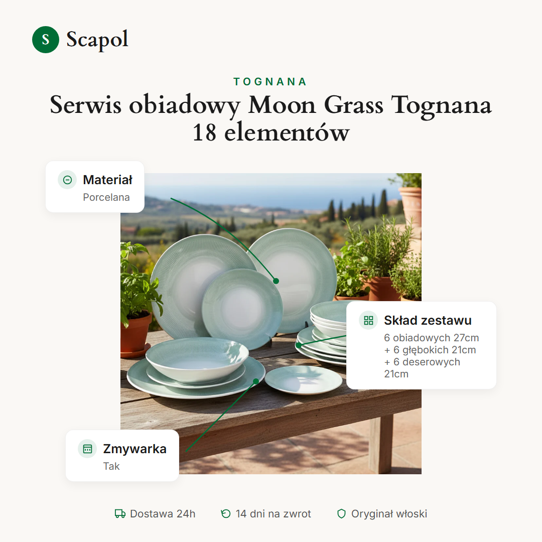 Serwis obiadowy Moon Grass Tognana 18 elementów