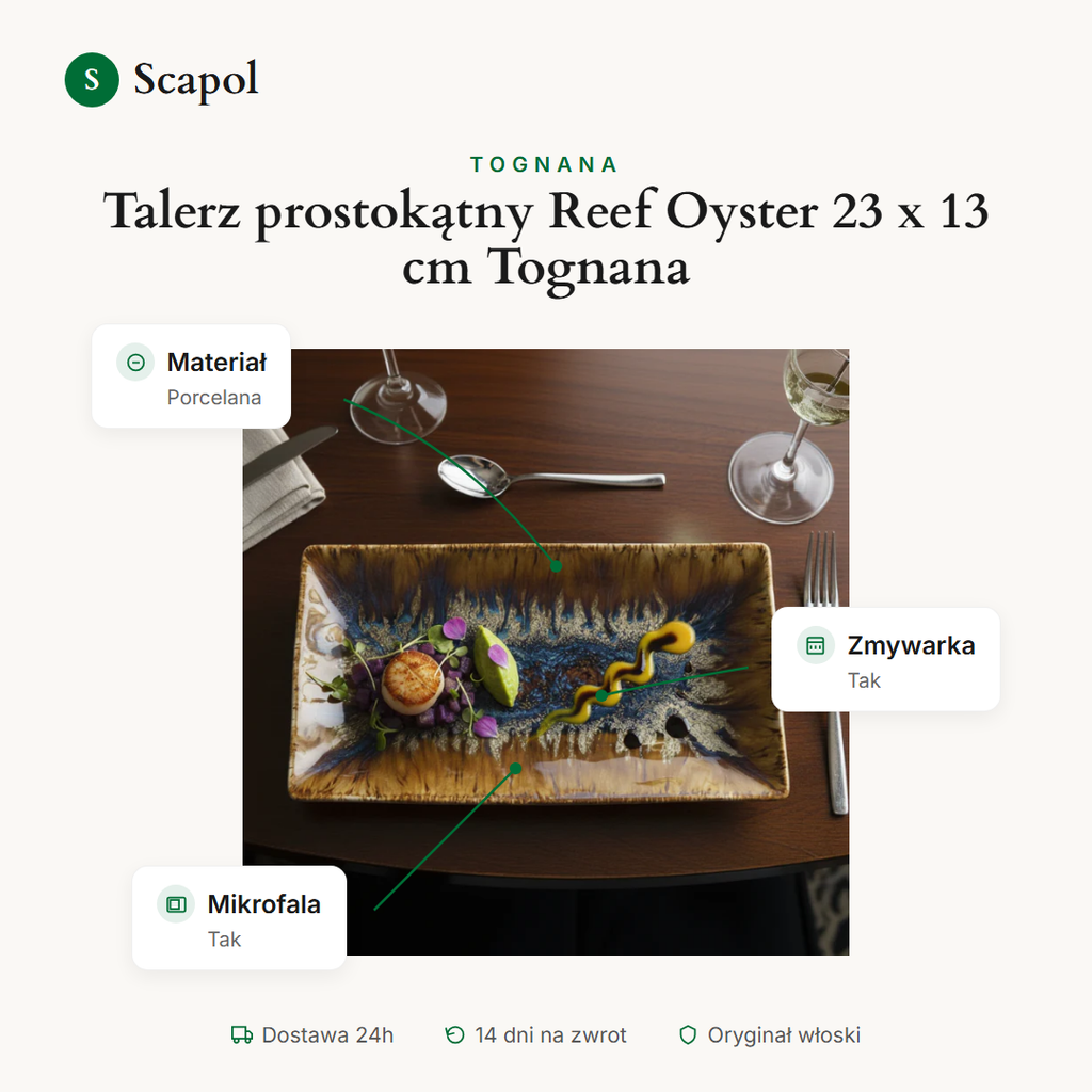 Talerz prostokątny Reef Oyster 23 x 13 cm Tognana