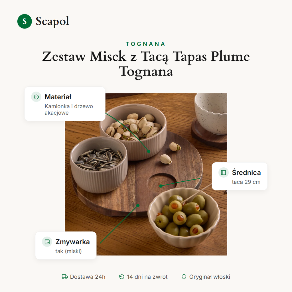 Zestaw Misek z Tacą Tapas Plume Tognana
