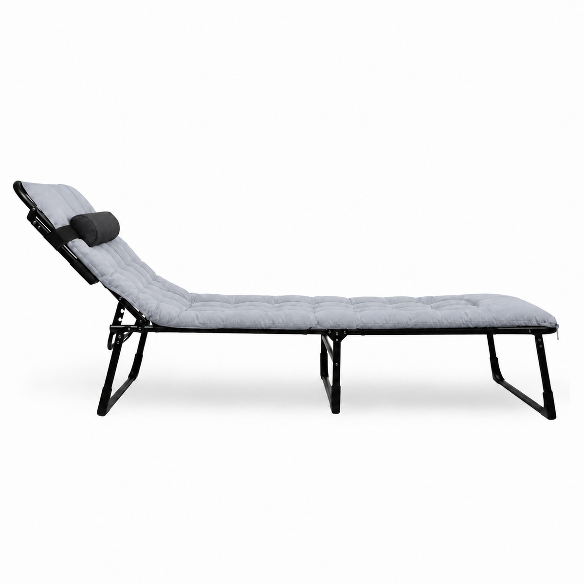 Składane łóżko turystyczne BIZNESOWE, polowe, kanadyjka PREMIUM 200x68 cm- kolor czarno-szary