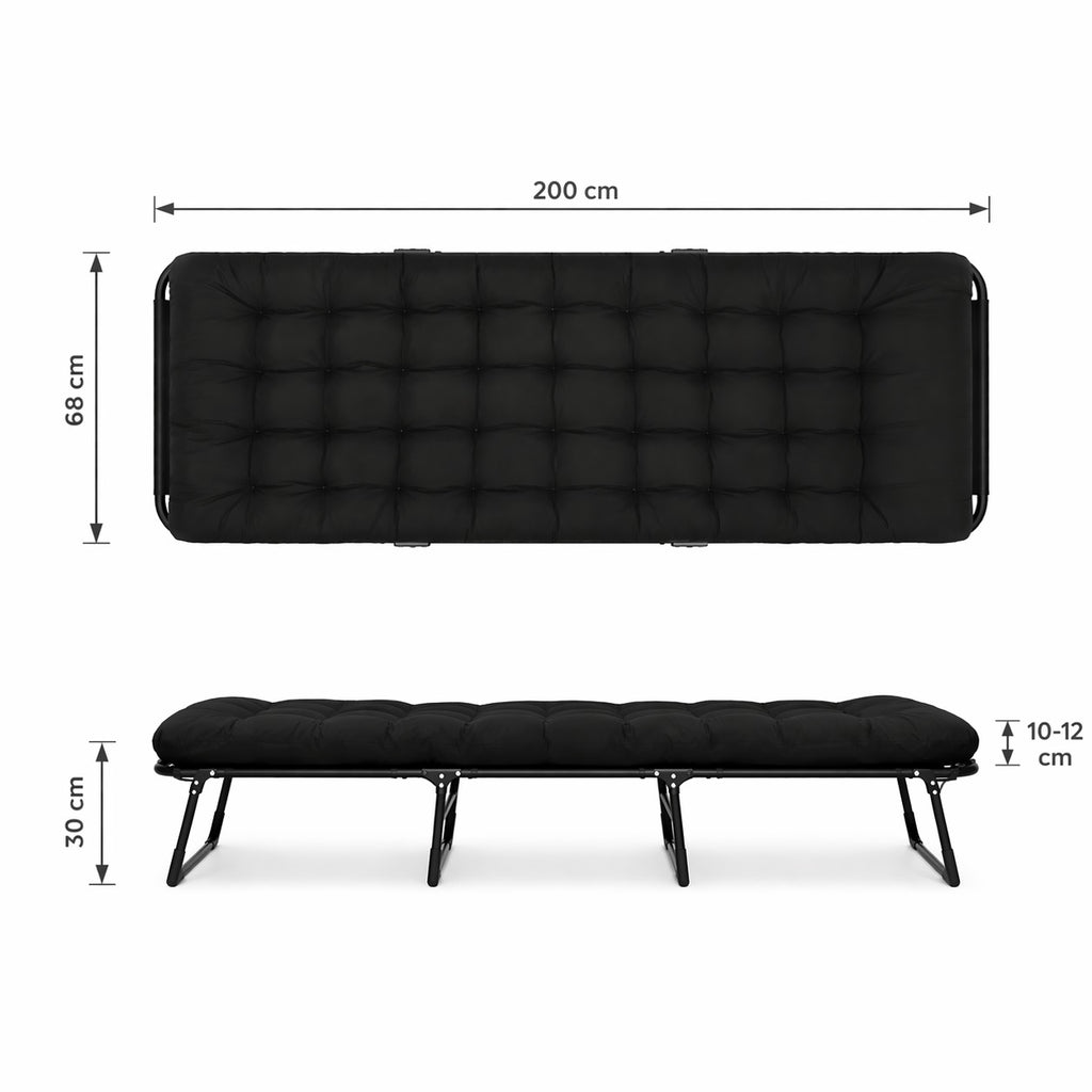 Składane Łóżko Turystyczne Polowe Kanadyjka 200x68 Cm Z Matercem Czarne