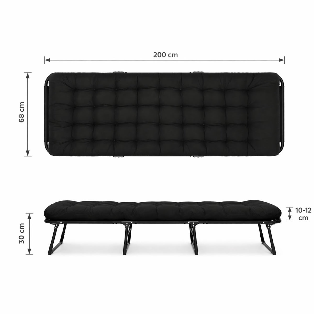 Składane Łóżko Turystyczne Polowe Kanadyjka 200x68 Cm Z Matercem Czarne